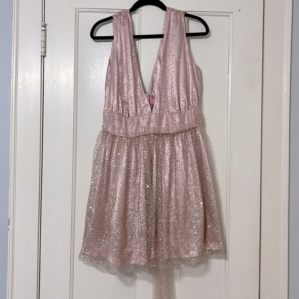 Sugar Thrillz Sparkly Sleeveless Dress with Tie Back